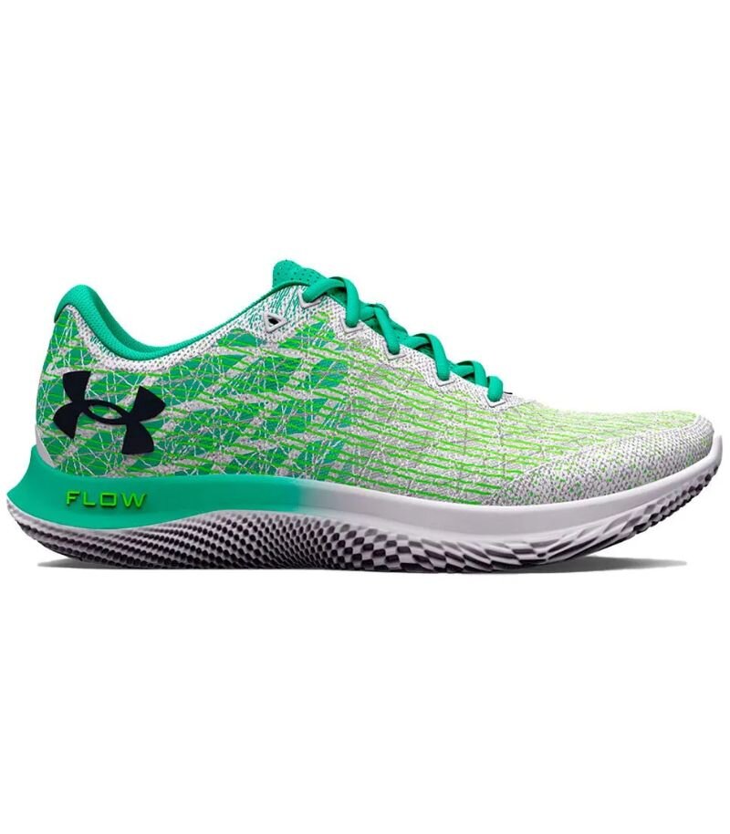 under armour running shoes in green and white with gradient pattern